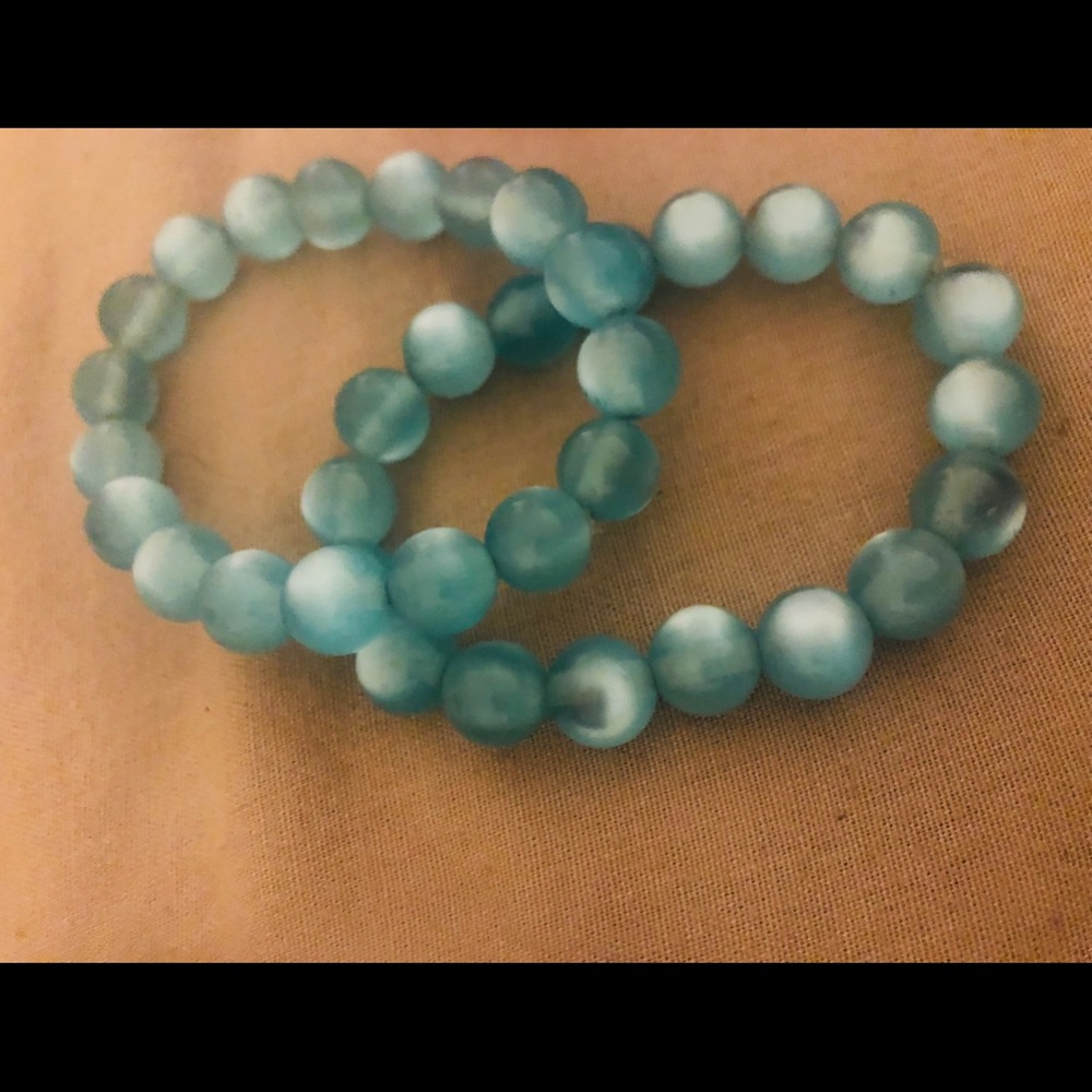 Blue beaded bracelet